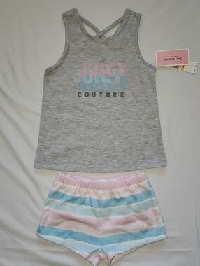 NWT Juicy Couture Kids Girl Tank Top & Striped Shorts Set Size 6X